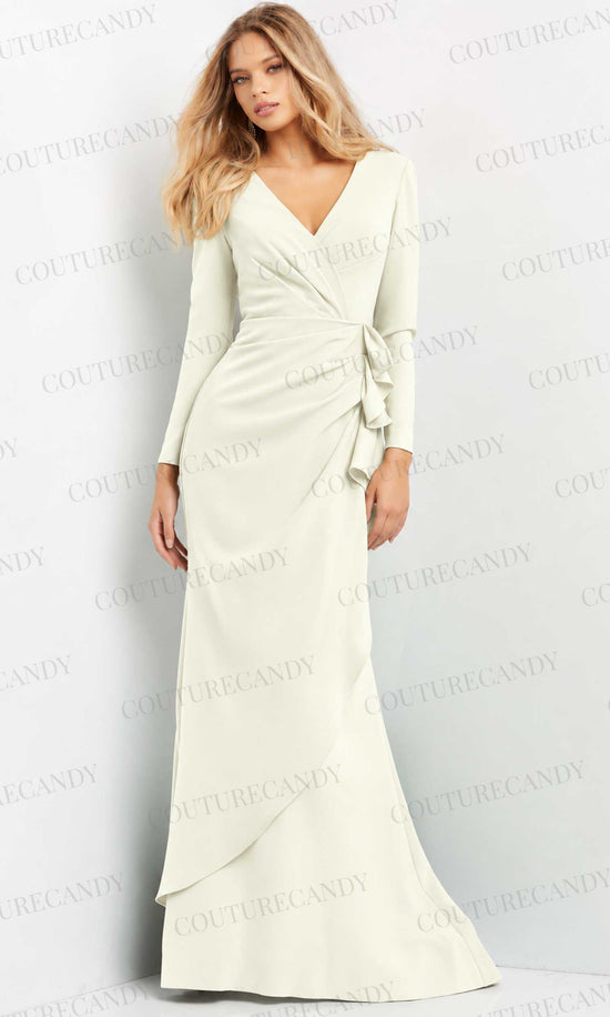 Jovani - V-Neck Trumpet Evening Dress 06995SC