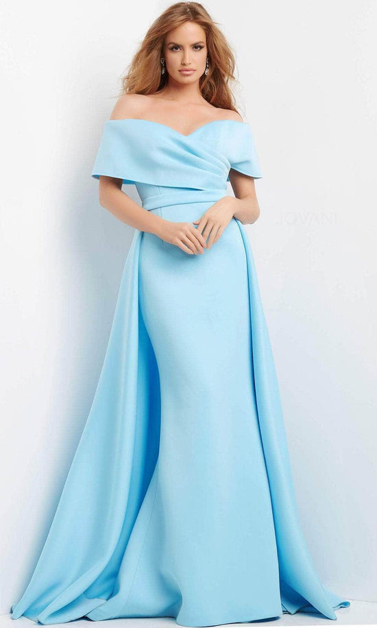 Jovani 07443 - Draped Off Shoulder Overskirt Evening Dress