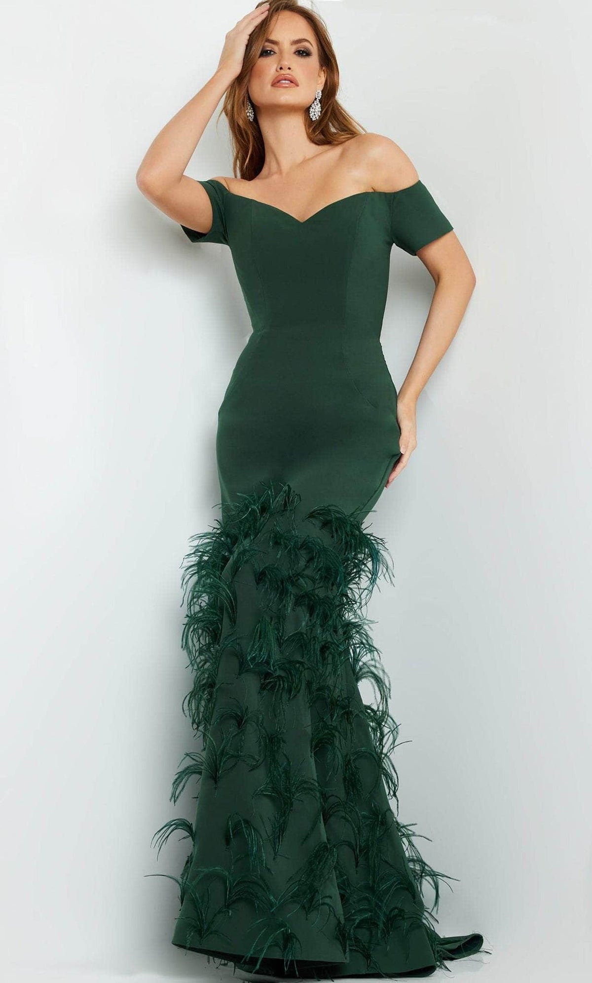 Jovani 08384 - Short Sleeve Trumpet Evening Gown