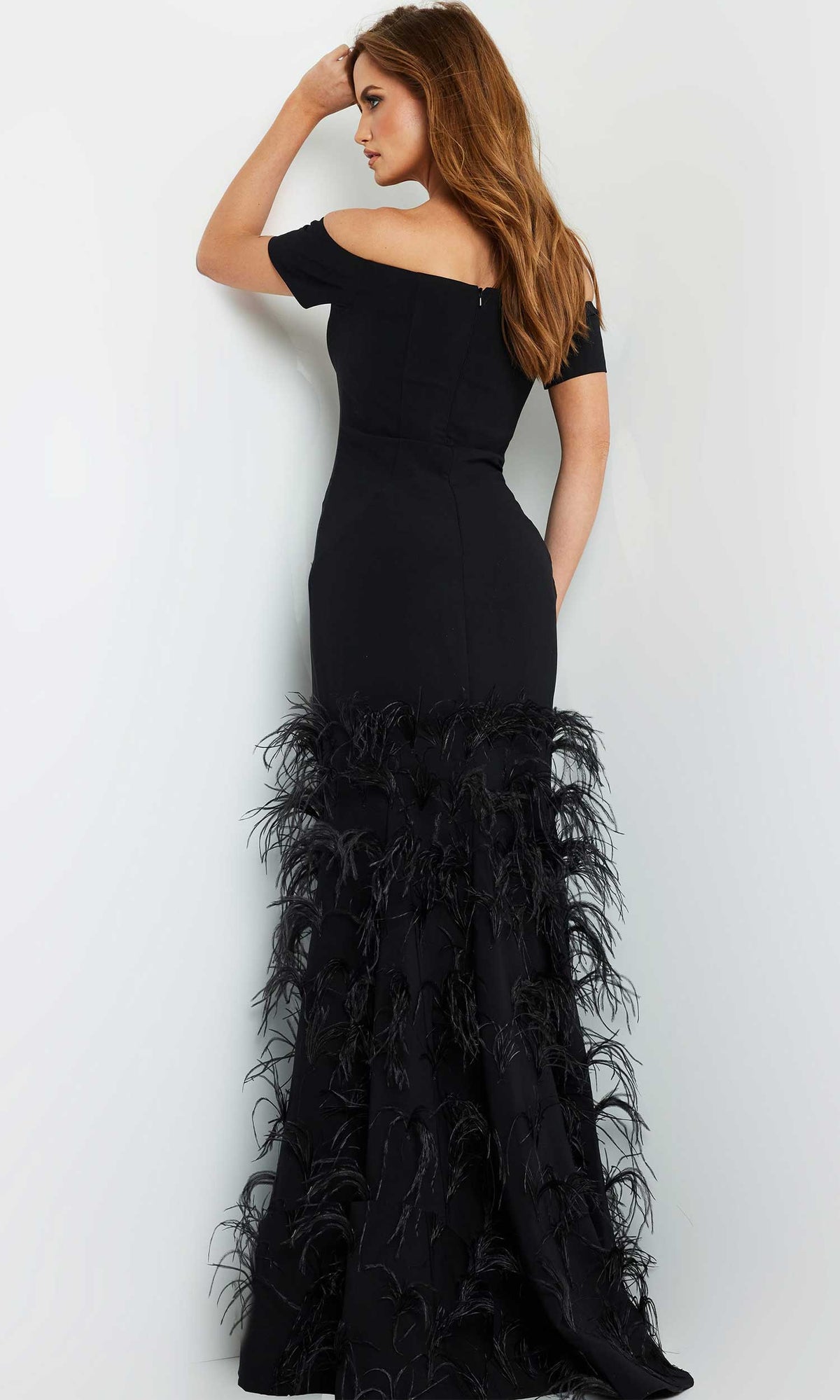 Jovani 08384 - Short Sleeve Trumpet Evening Gown