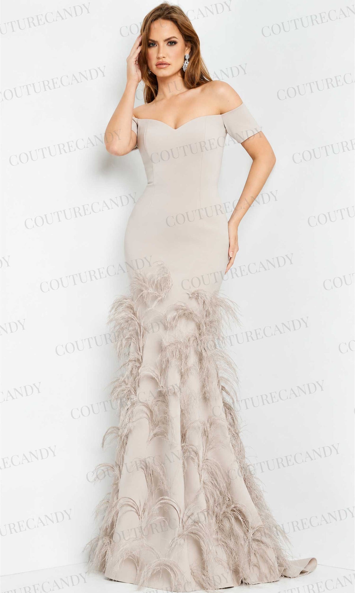 Jovani 08384 - Short Sleeve Trumpet Evening Gown