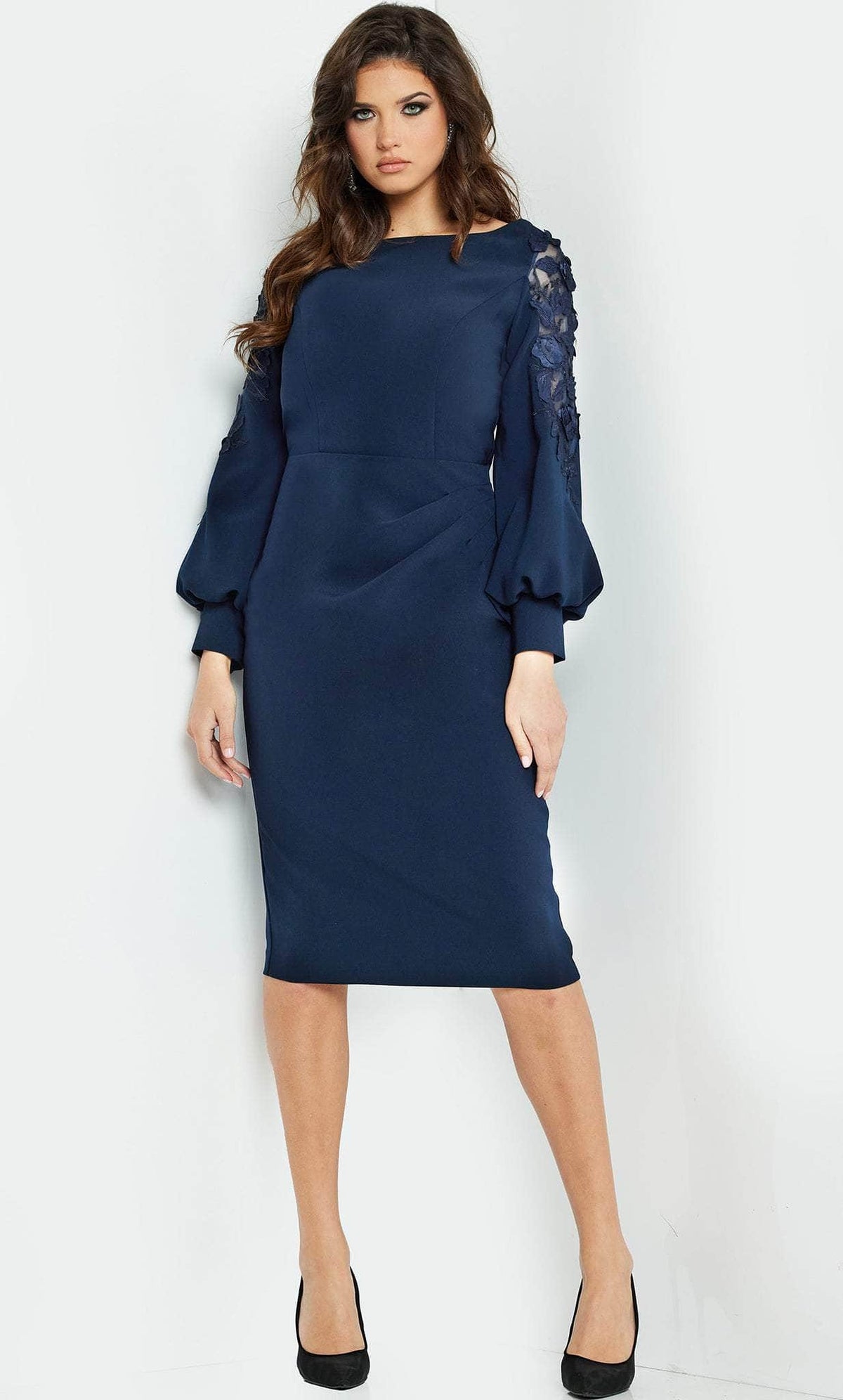 Jovani 09471 - Lace Sleeve Formal Dress