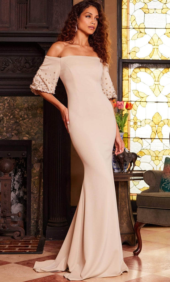 Jovani 09516 - Straight Across Neck Evening Dress