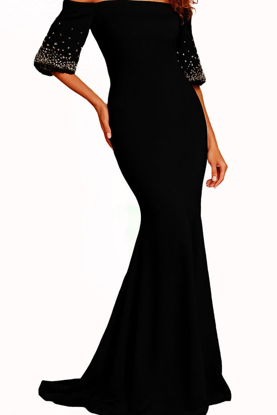Jovani 09516 - Straight Across Neck Evening Dress