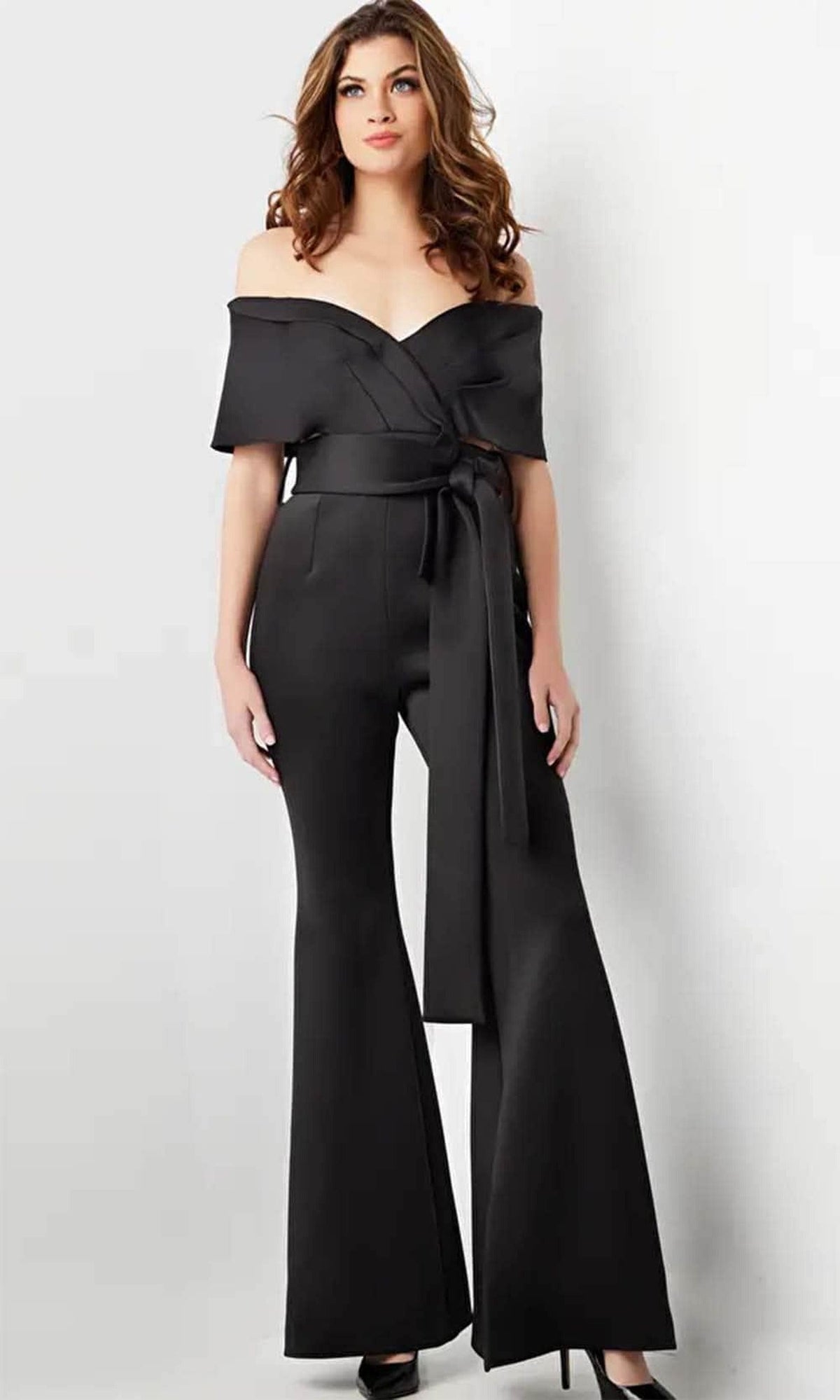 Jovani 09726 - V-Neck Off-Shoulder Jumpsuit