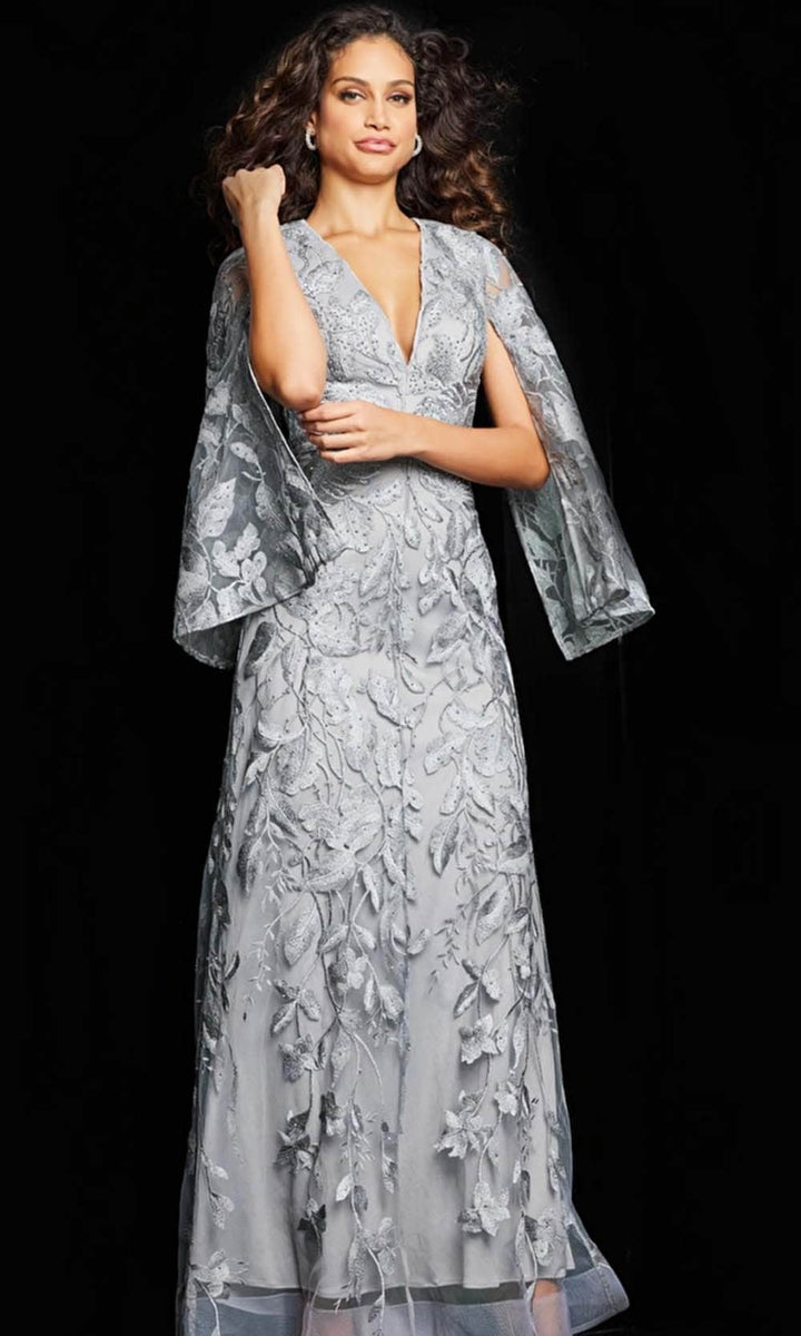 Jovani 09809 - Split Sleeve Lace Evening Dress
