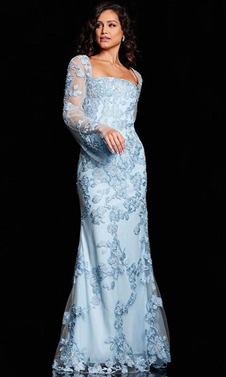 Jovani 220520 - Straight-Across Neck Embroidered Dress