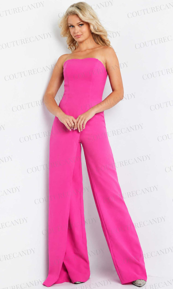 Jovani 23082 - Strapless Drapes Evening Jumpsuit