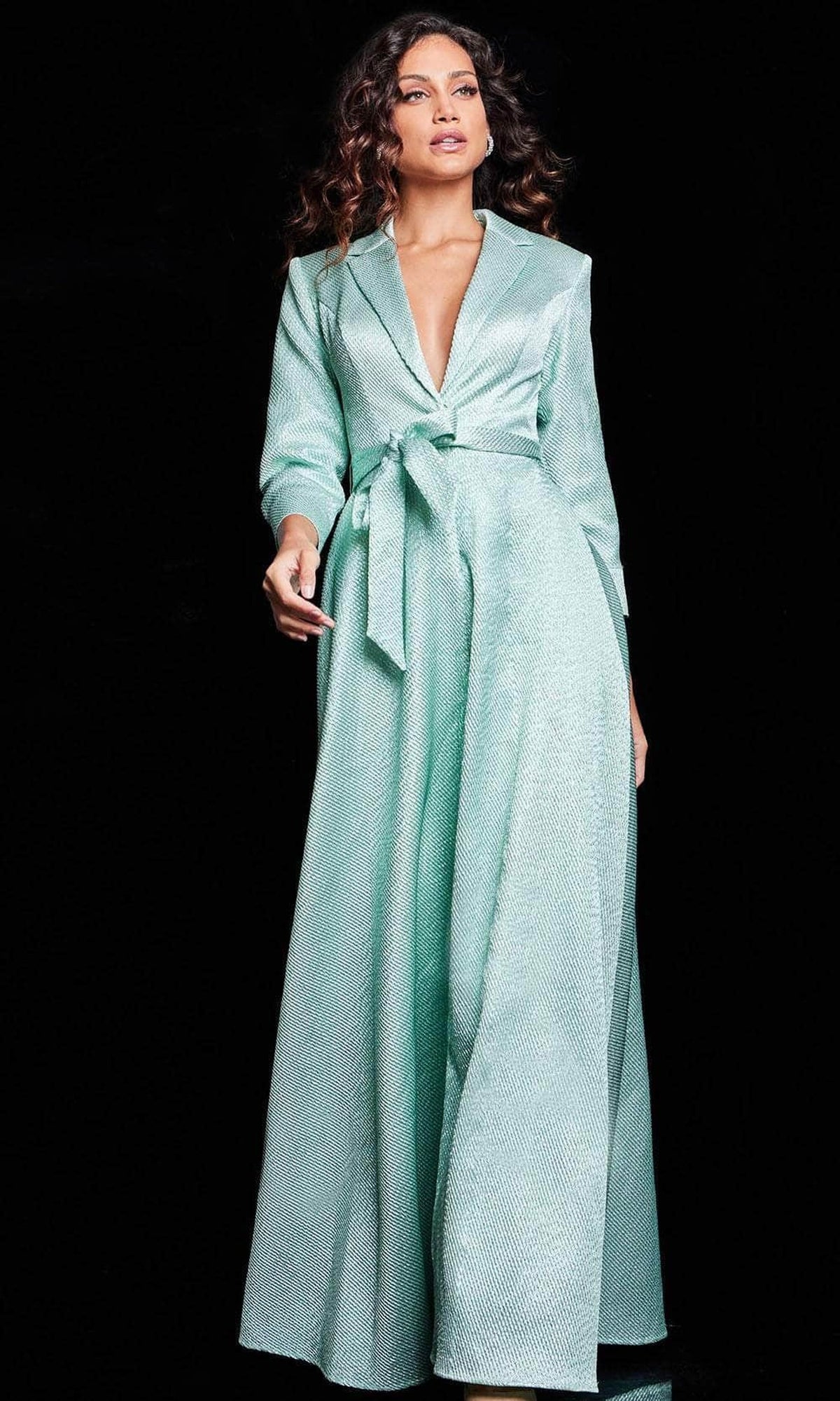 Jovani 23179 - Tie Waist Evening Dress - Mint - Main