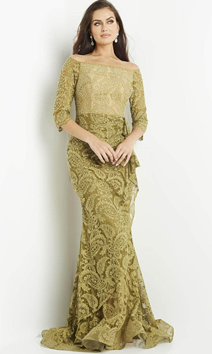 Jovani 23811 - Olive Embellished Lace Evening Gown - Olive - Main