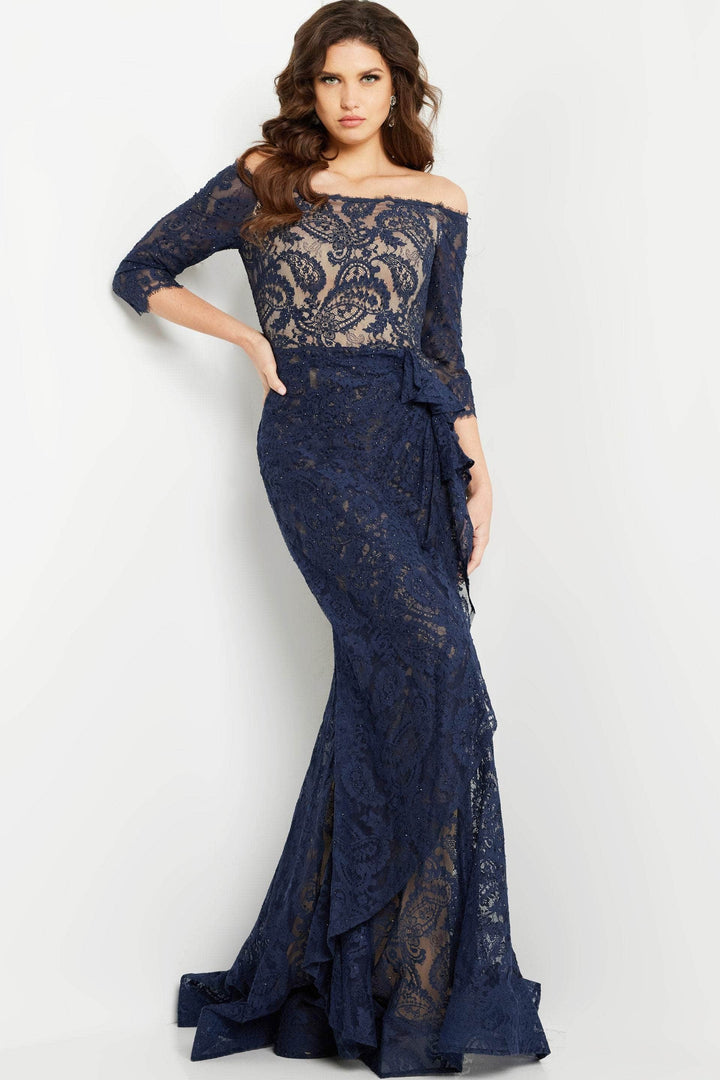 Jovani 23811 - Olive Embellished Lace Evening Gown