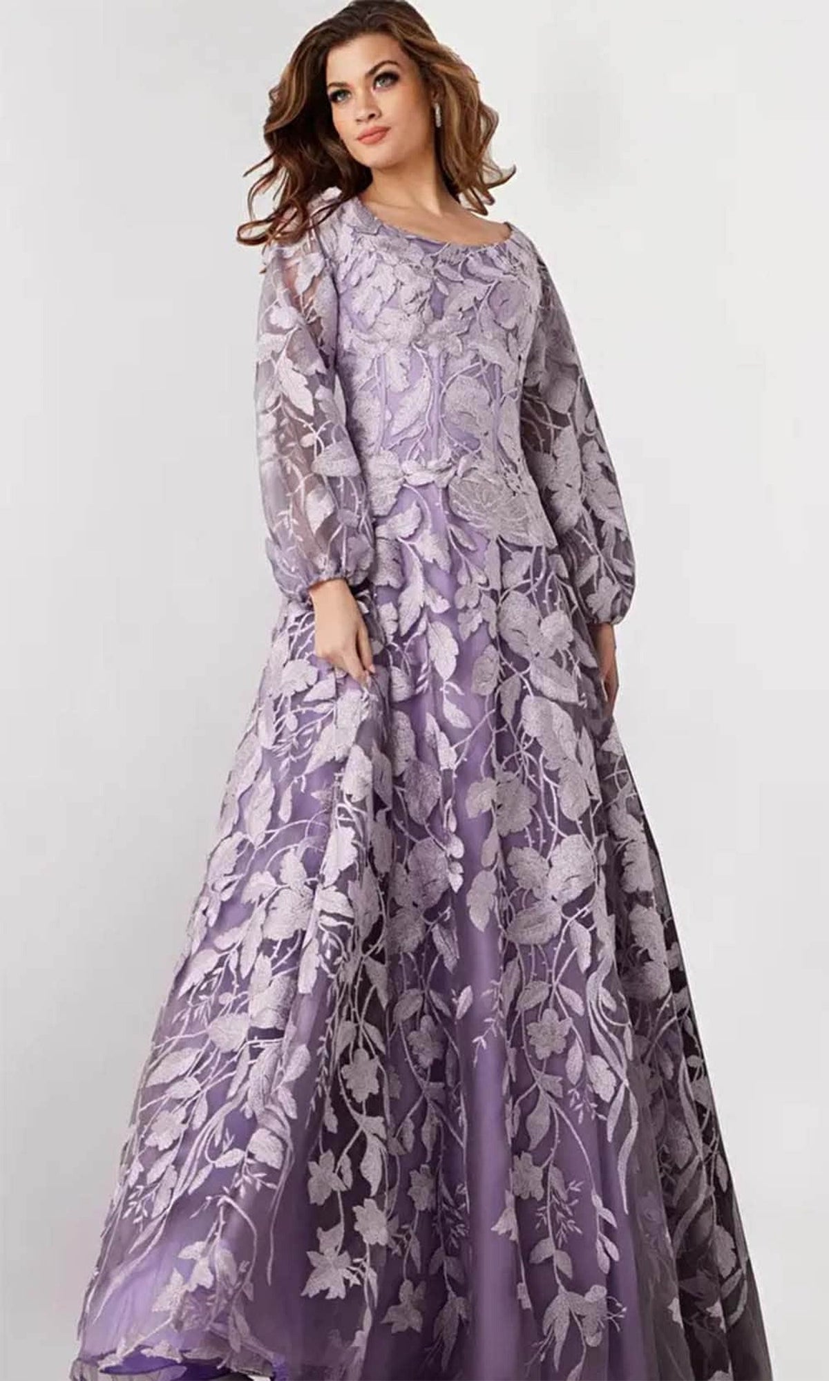 Jovani 23919 - Bateau Neck Long Sleeve Prom Dress - Mauve - Main