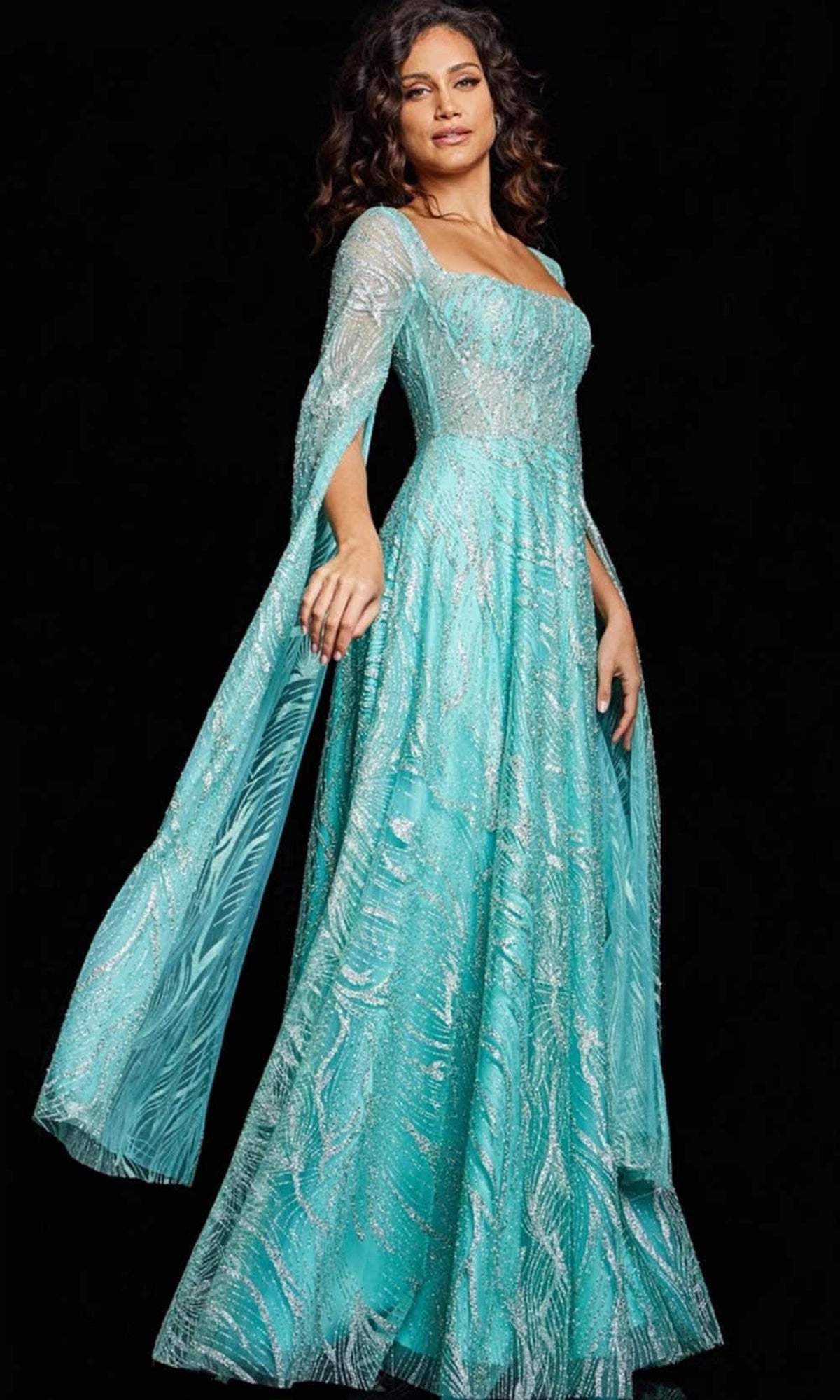 Jovani 25811 - Glitter Print A-Line Evening Dress