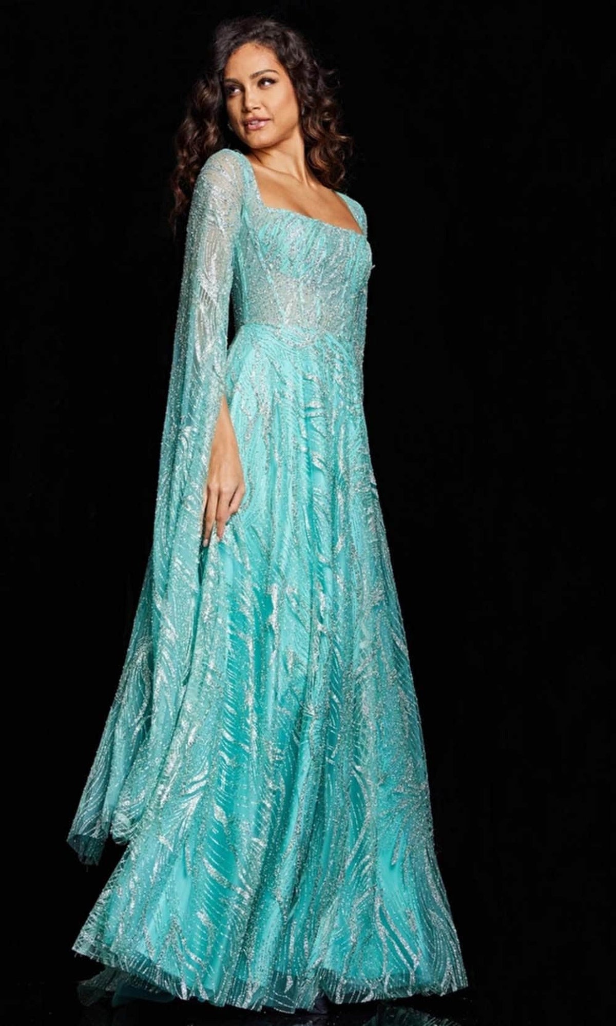 Jovani 25811 - Glitter Print A-Line Evening Dress
