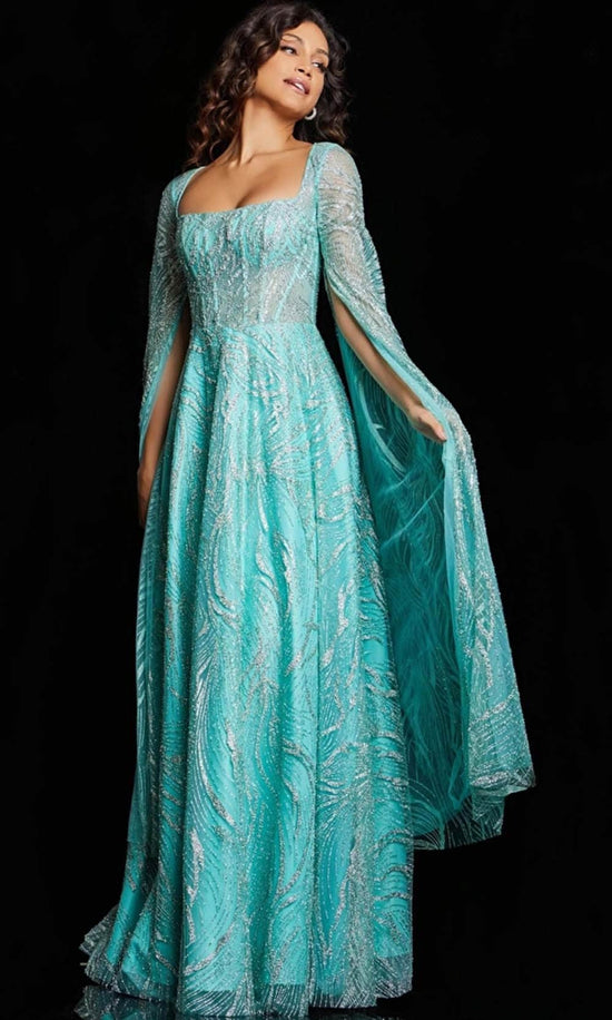 Jovani 25811 - Glitter Print A-Line Evening Dress