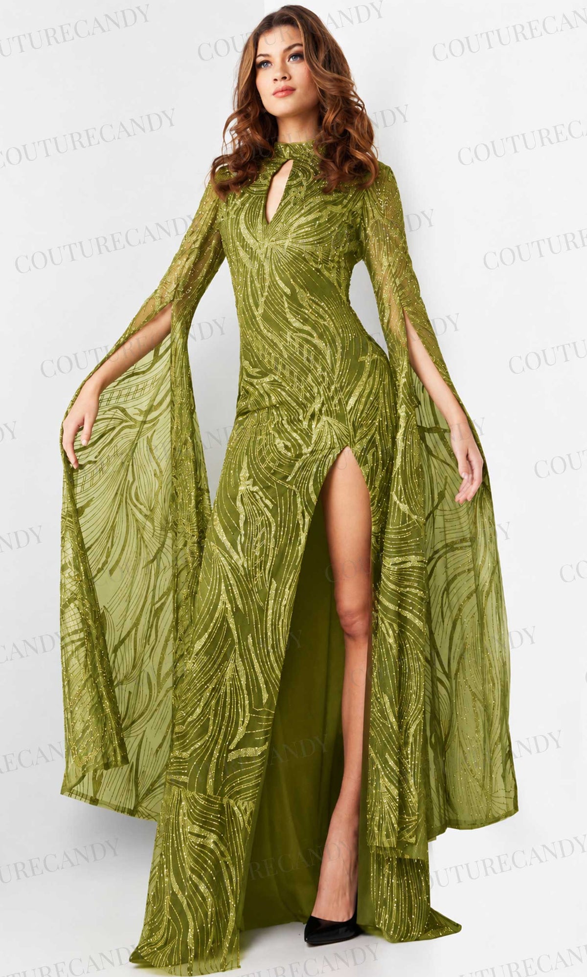 Jovani 26092 - Embellished Long Sleeve Prom Gown