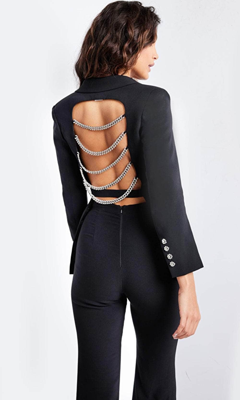 Jovani 26144 - Chain Detailed Long Sleeve Pantsuit