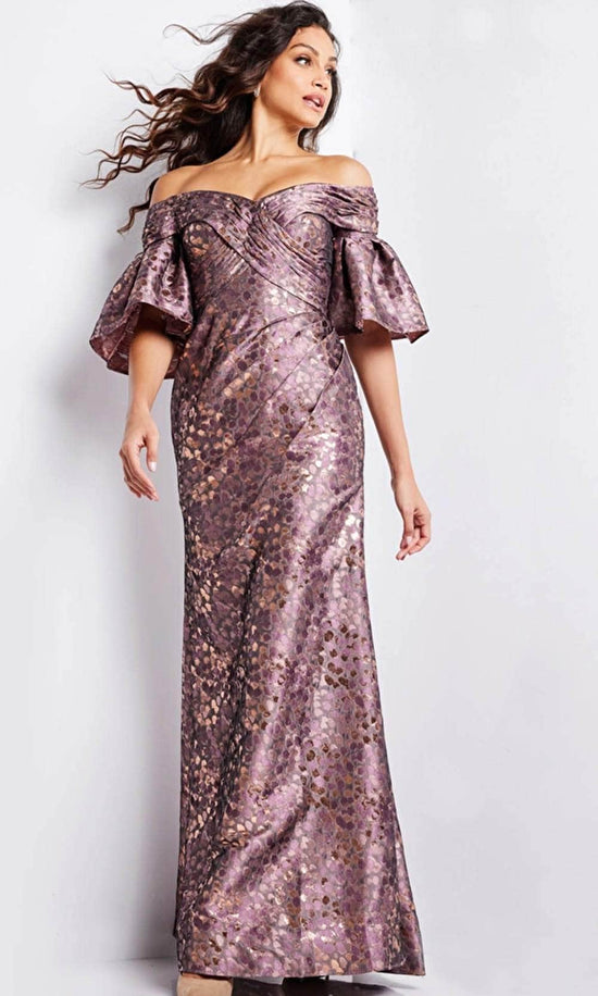 Jovani 26258 - Bell Sleeve Ruched Evening Gown