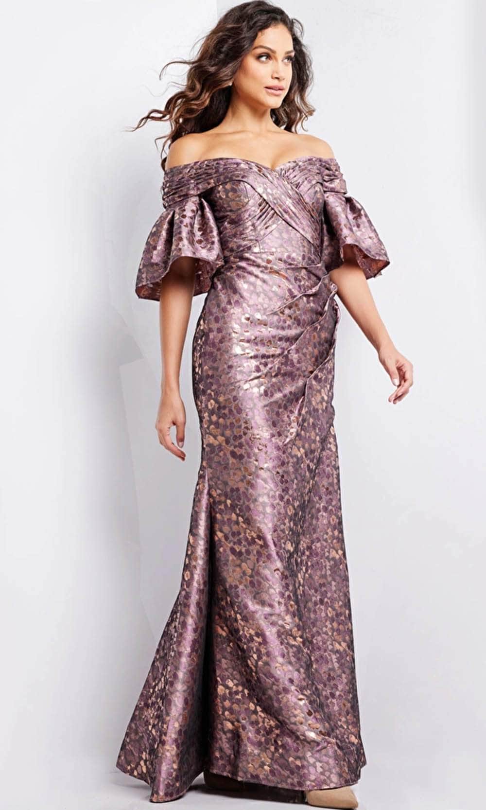 Jovani 26258 - Bell Sleeve Ruched Evening Gown