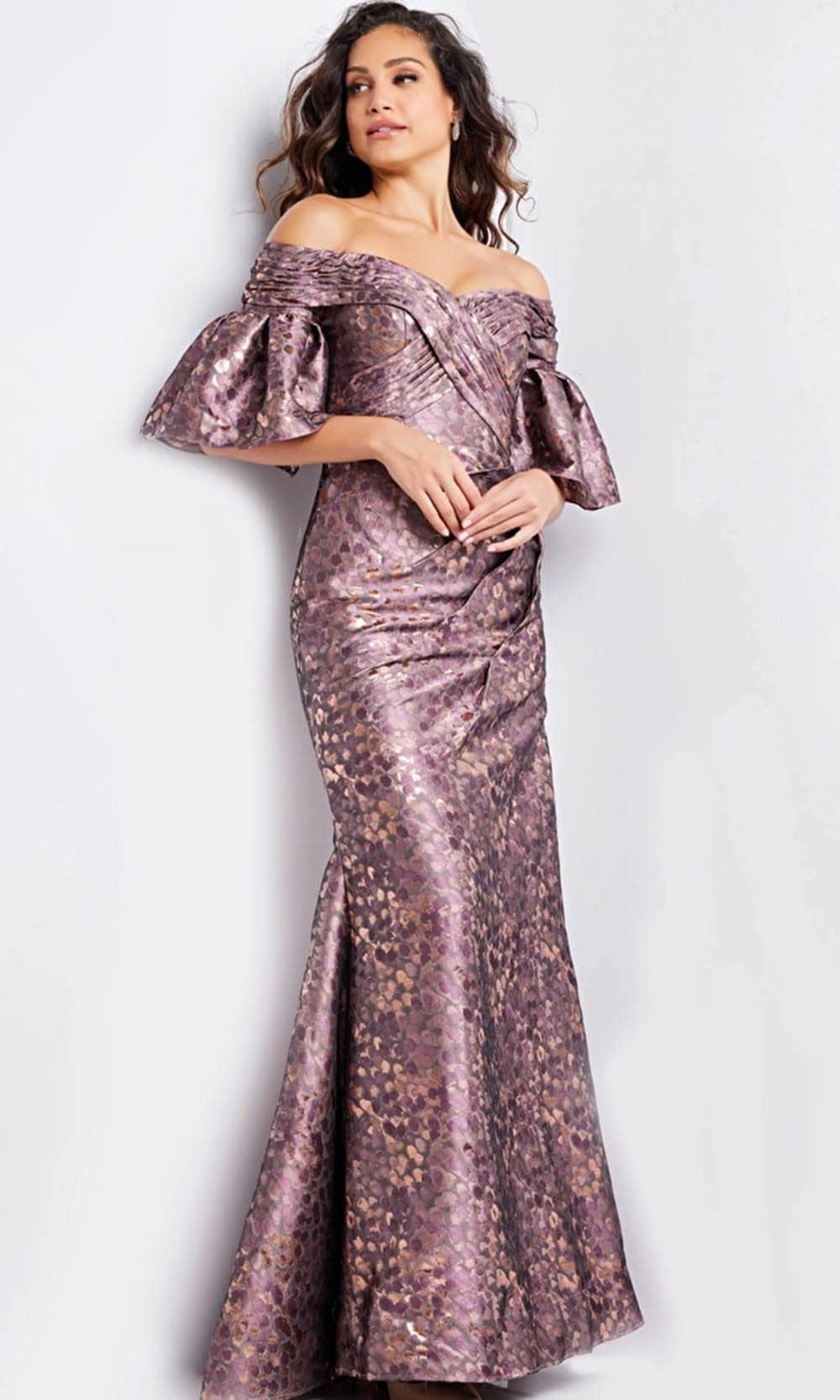 Jovani 26258 - Bell Sleeve Ruched Evening Gown