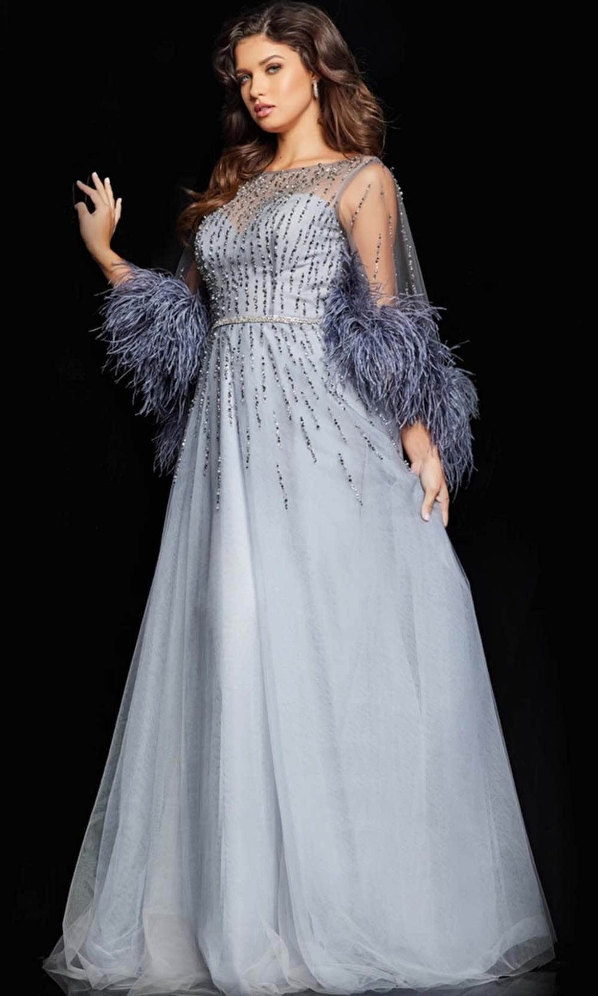 Jovani 26265 - Beaded Illusion Bateau Evening Dress