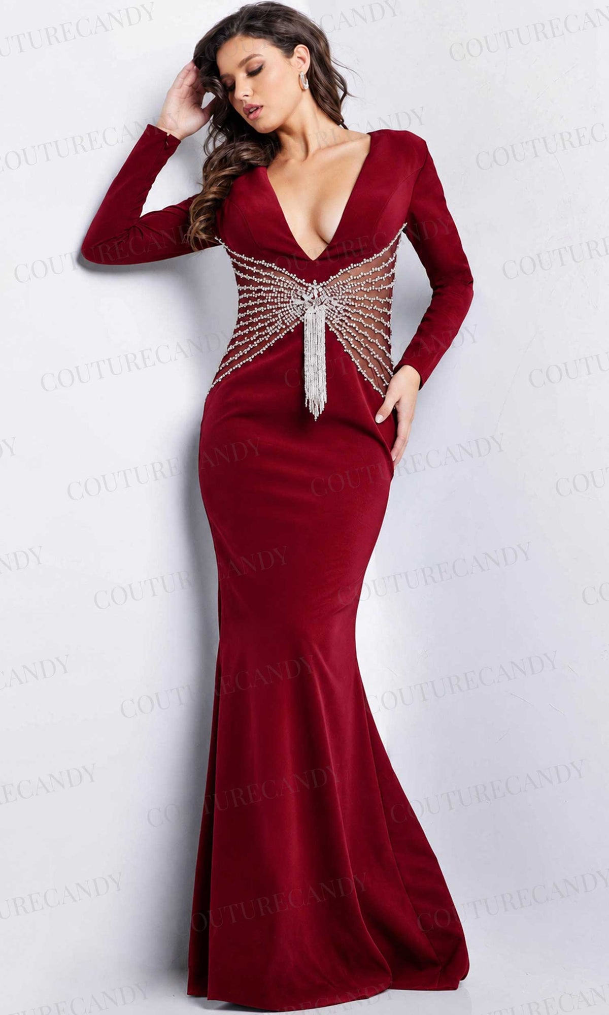 Jovani 26317 - Beaded Waist Evening Dress