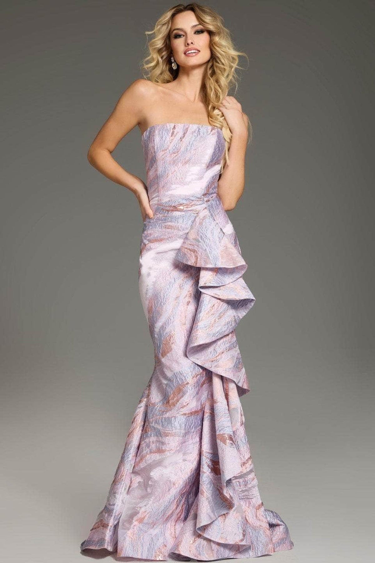 Jovani 31137 - Strapless Ruffle Detailed Prom Gown