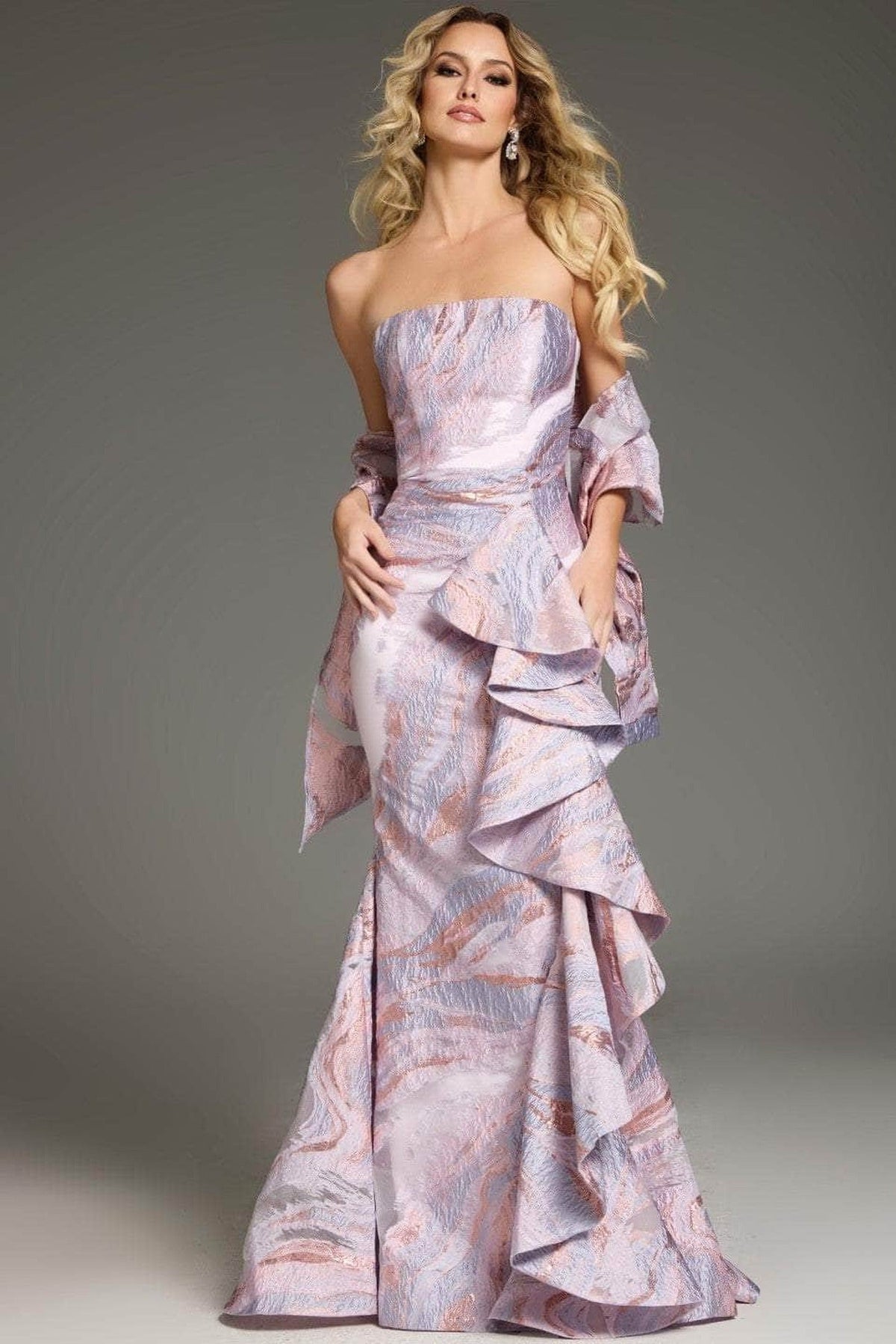 Jovani 31137 - Strapless Ruffle Detailed Prom Gown