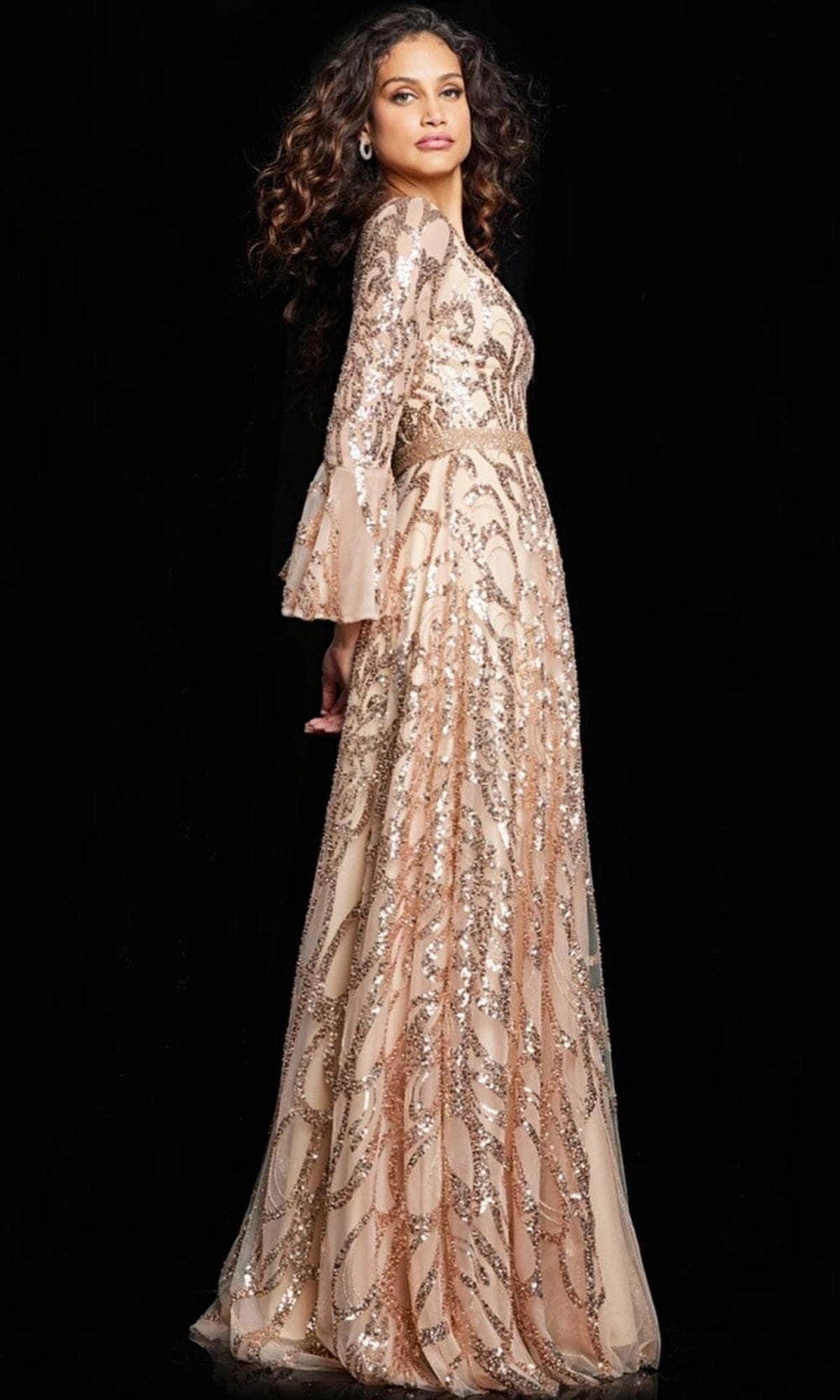 Jovani 36380 - Sequin Flutter Long Dress