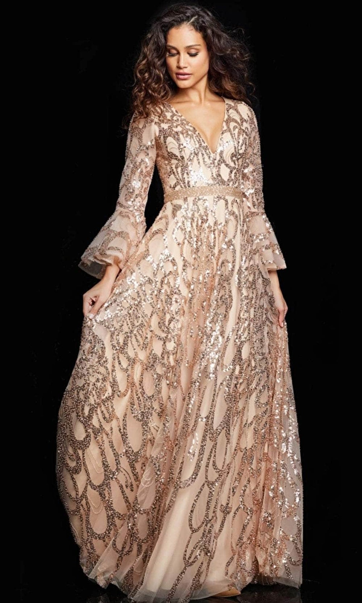 Jovani 36380 - Sequin Flutter Long Dress