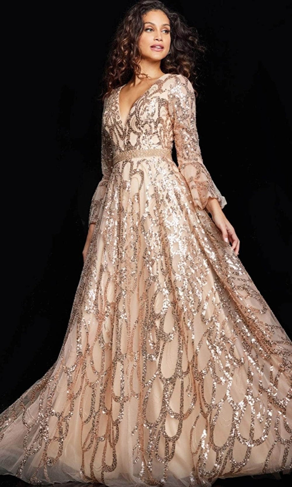 Jovani 36380 - Sequin Flutter Long Dress