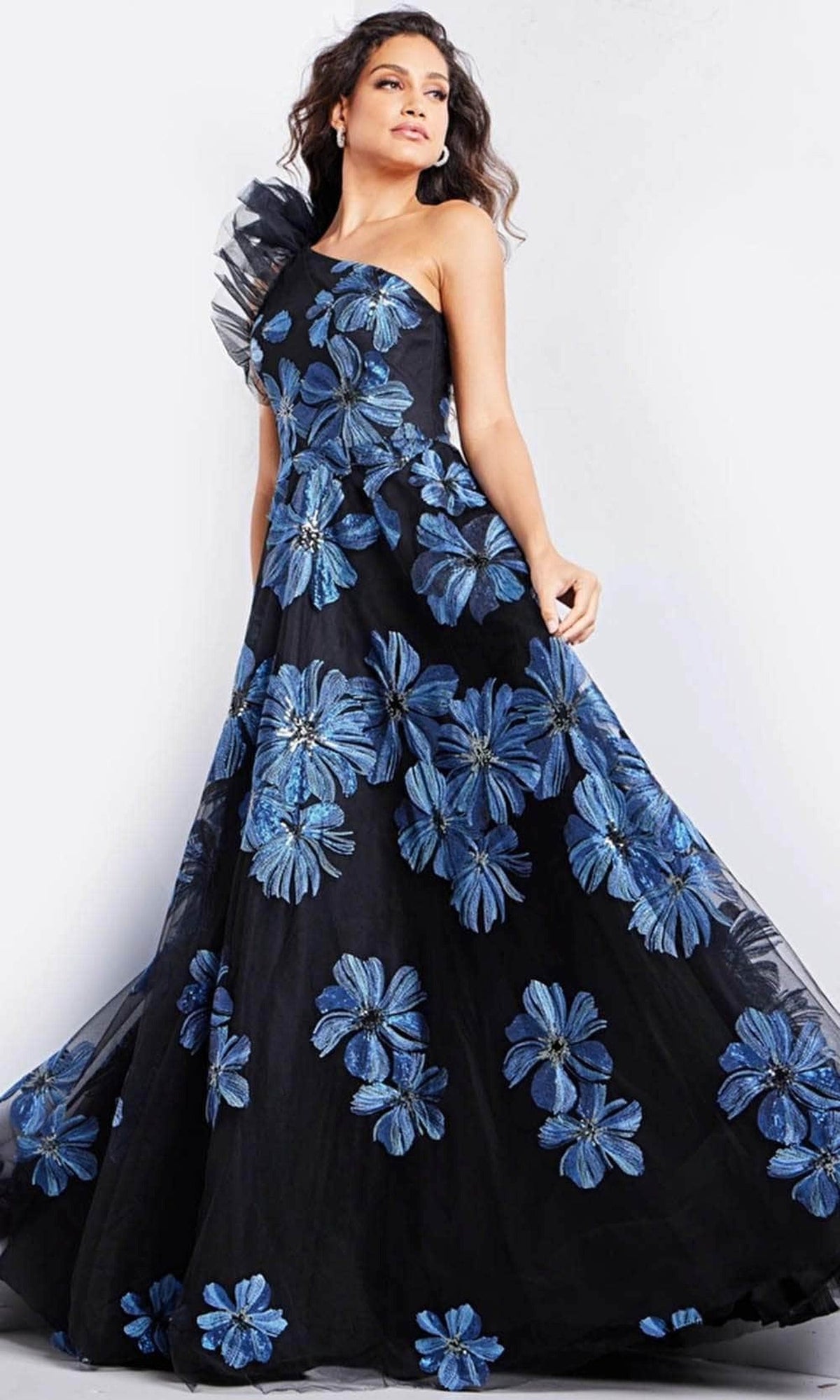 Jovani 36717 - Floral A-Line Evening Gown