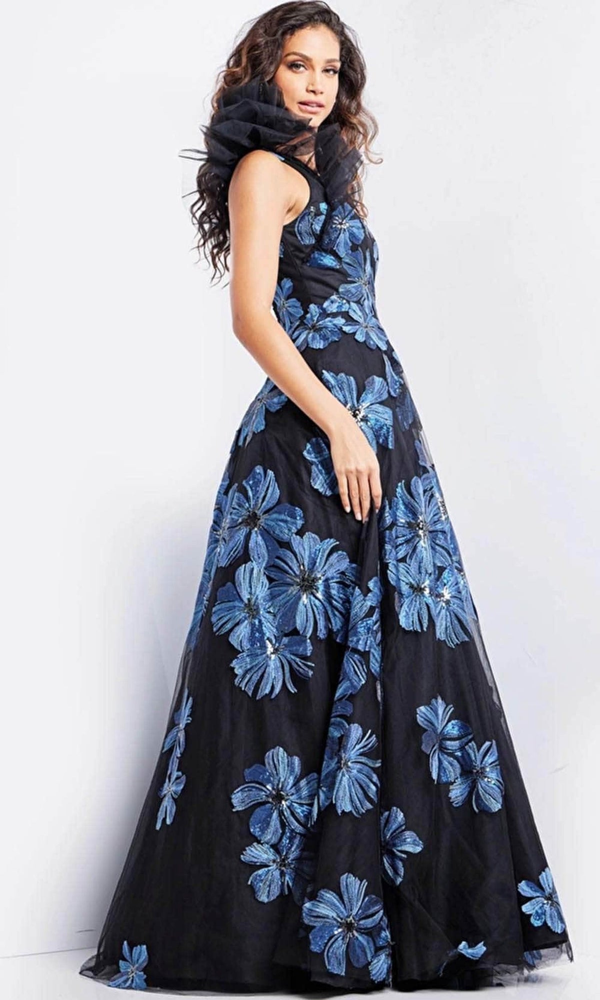 Jovani 36717 - Floral A-Line Evening Gown