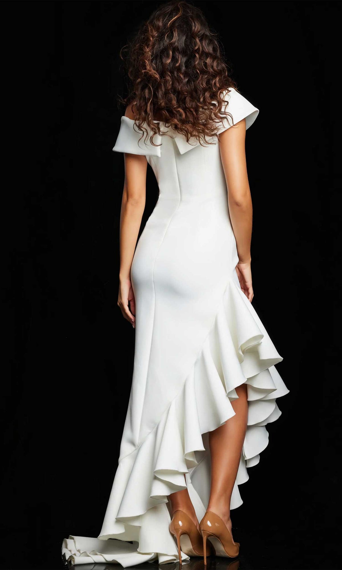 Jovani 36910 - Ruffle Trim Evening Dress with Slit