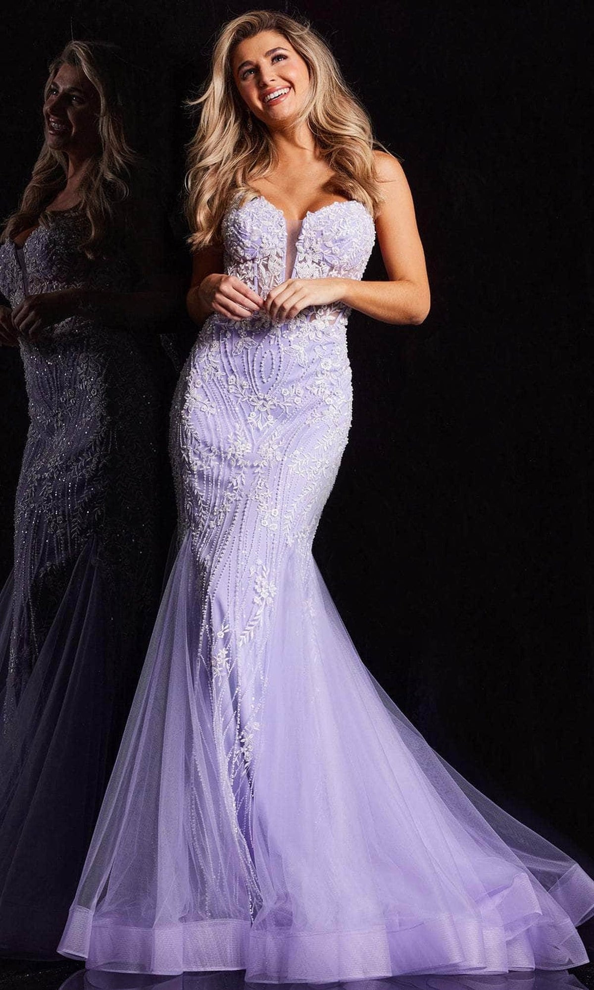 Jovani 37414 - Embroidered Sleeveless Prom Gown