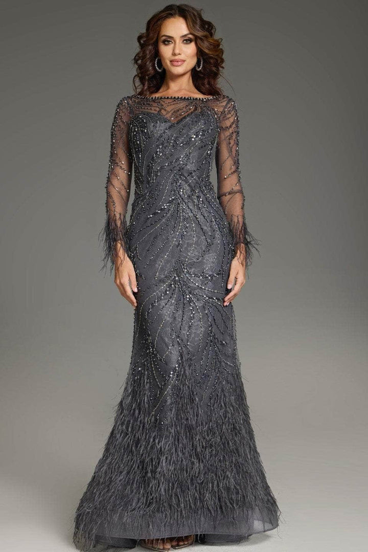 Jovani 37560 - Bateau Neck Beaded Prom Gown