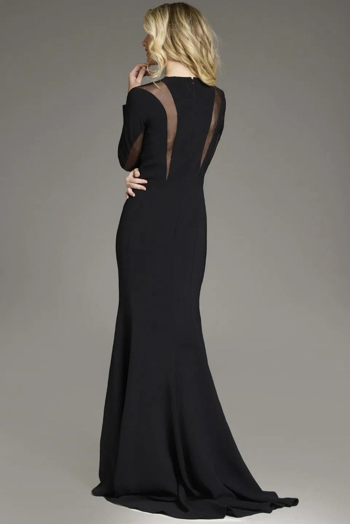 Jovani 37671 - Sheer Accented Long Sleeve Prom Gown