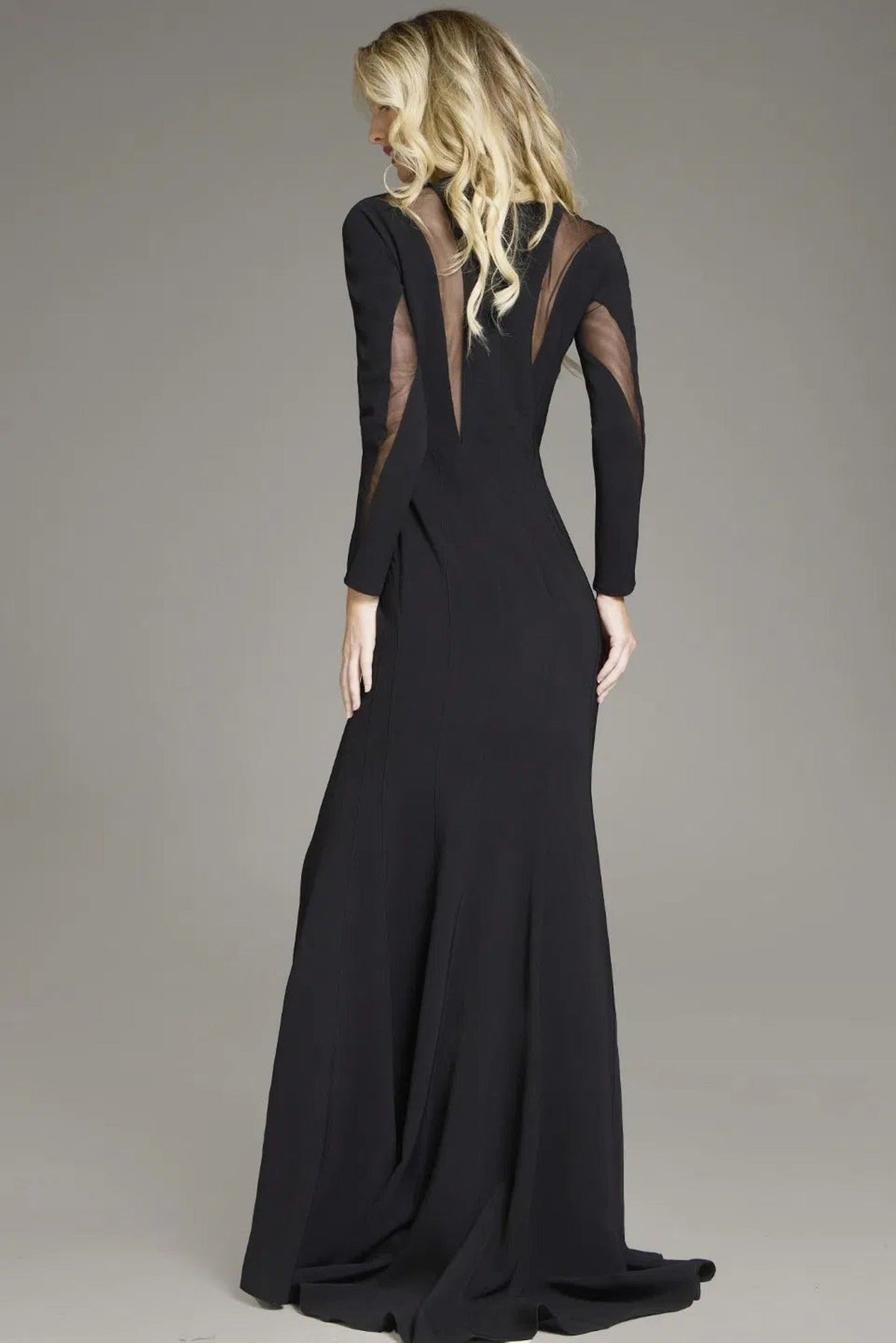 Jovani 37671 - Sheer Accented Long Sleeve Prom Gown