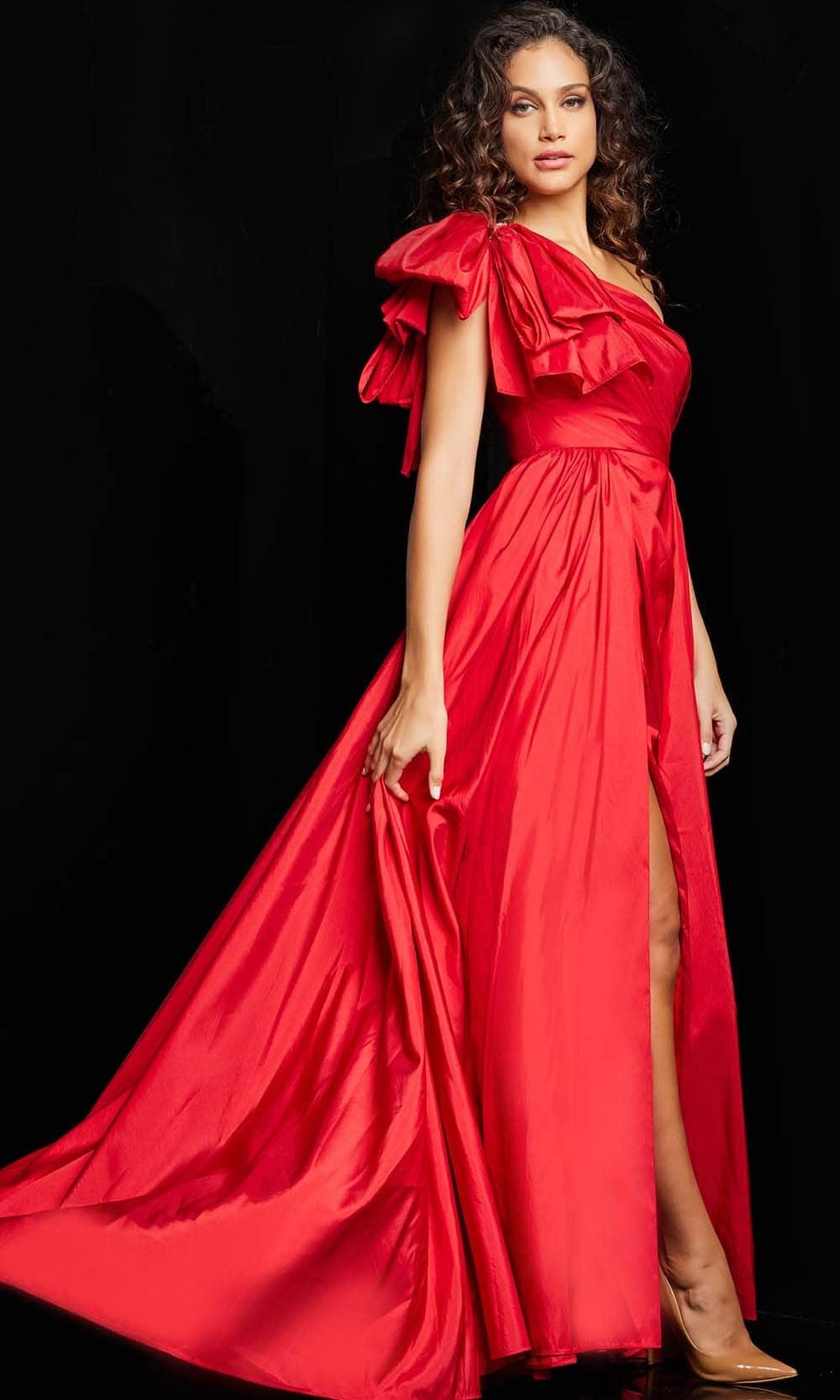 Jovani 38466 - Ruched Asymmetric Prom Gown