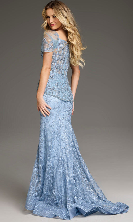 Jovani 38514 - Beaded Lace Plunging V-Neckline Gown