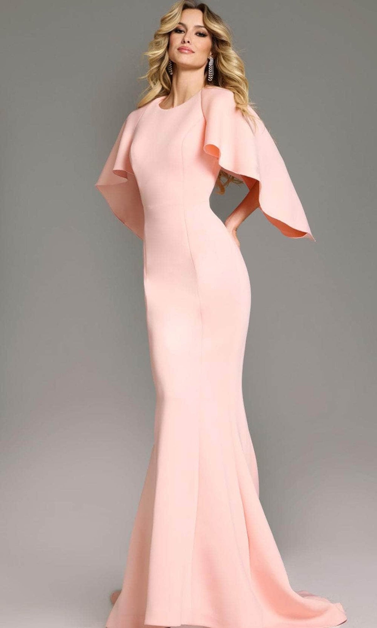 Jovani 38822 - High Neck Cape Sleeve Prom Gown
