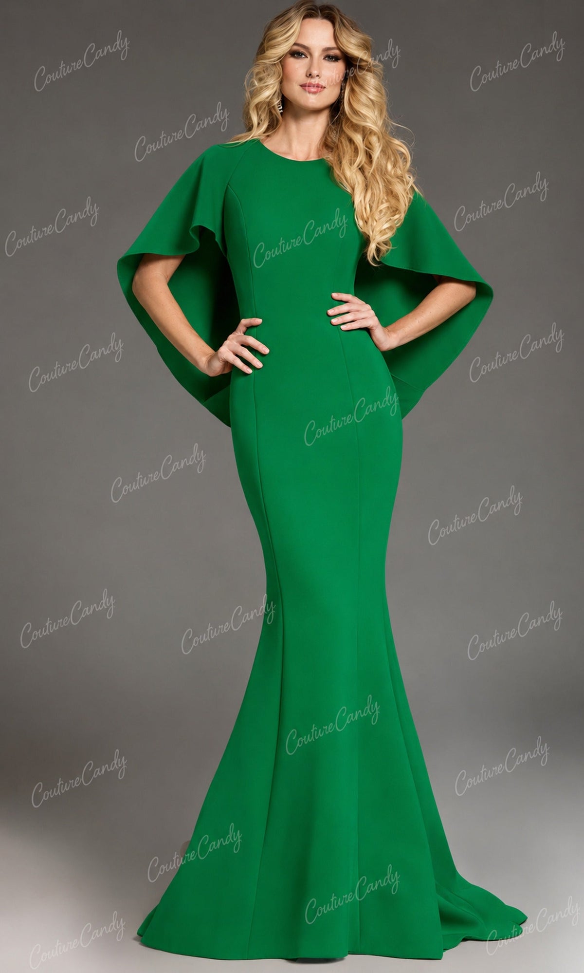 Jovani 38822 - High Neck Cape Sleeve Prom Gown