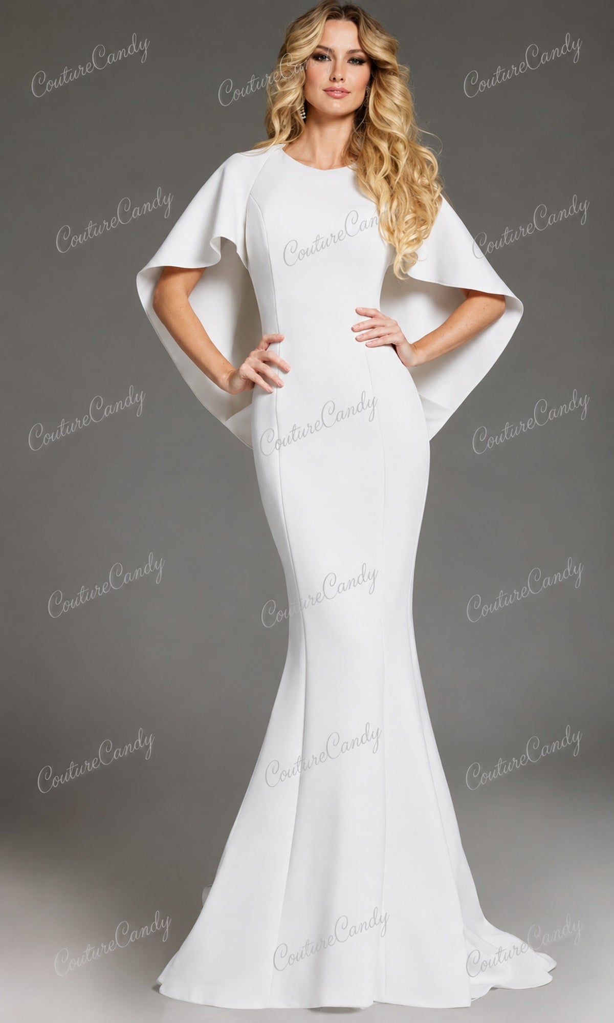 Jovani 38822 - High Neck Cape Sleeve Prom Gown
