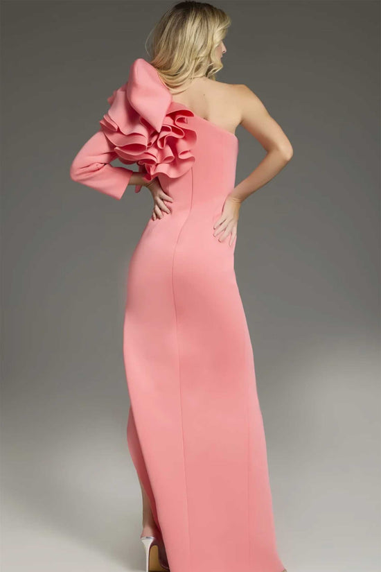Jovani 38928 - High Slit Ruffled Sleeve Prom Gown