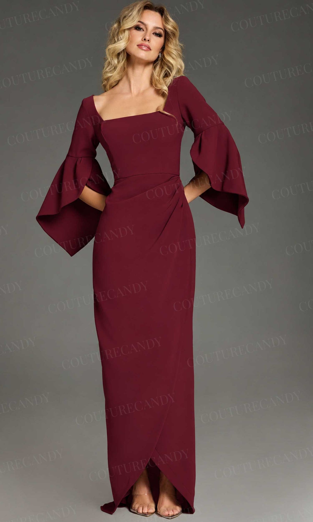 Jovani 39082 - Fitted Bodice Bell Sleeve Prom Gown
