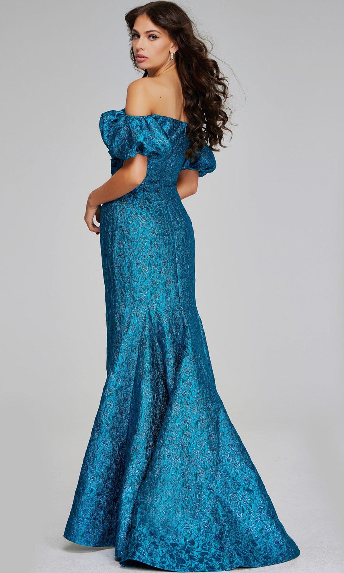 Jovani 39113 - Off Shoulder Puff Sleeve Evening Gown