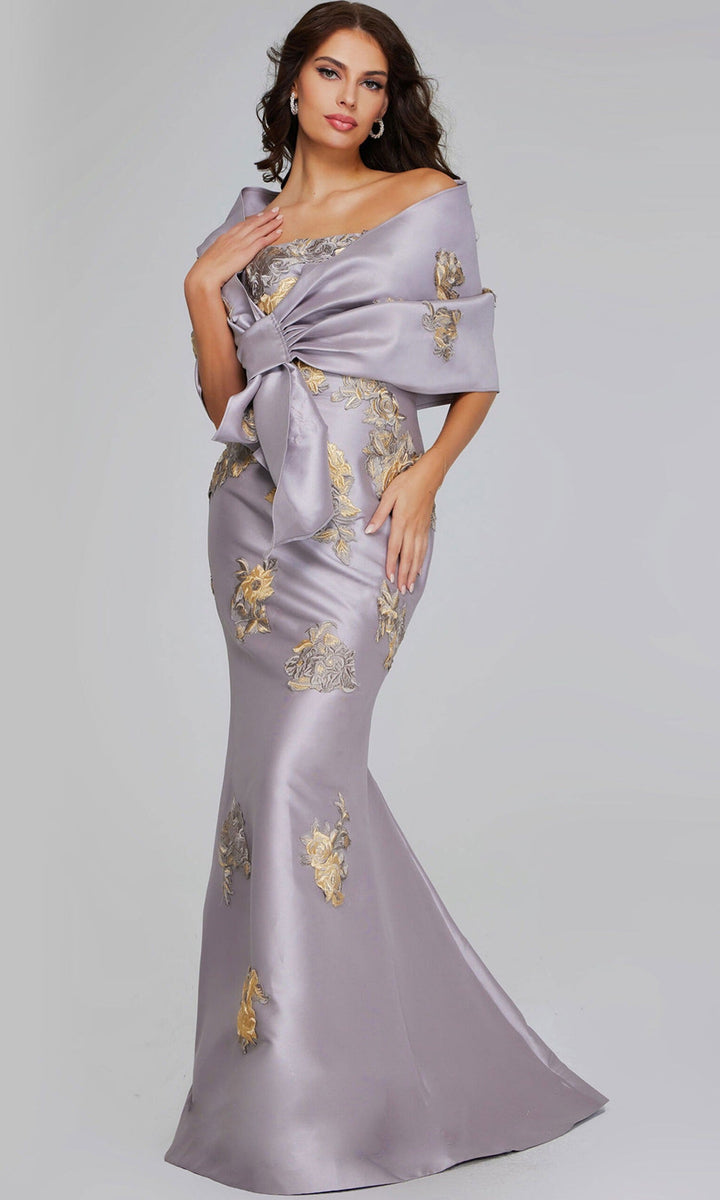 Jovani 39261 - Straight Neck Floral Embroidered Gown