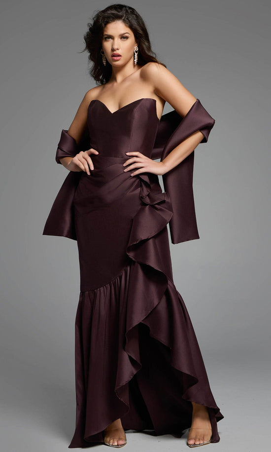 Jovani 39265 - Strapless Satin High Low Gown