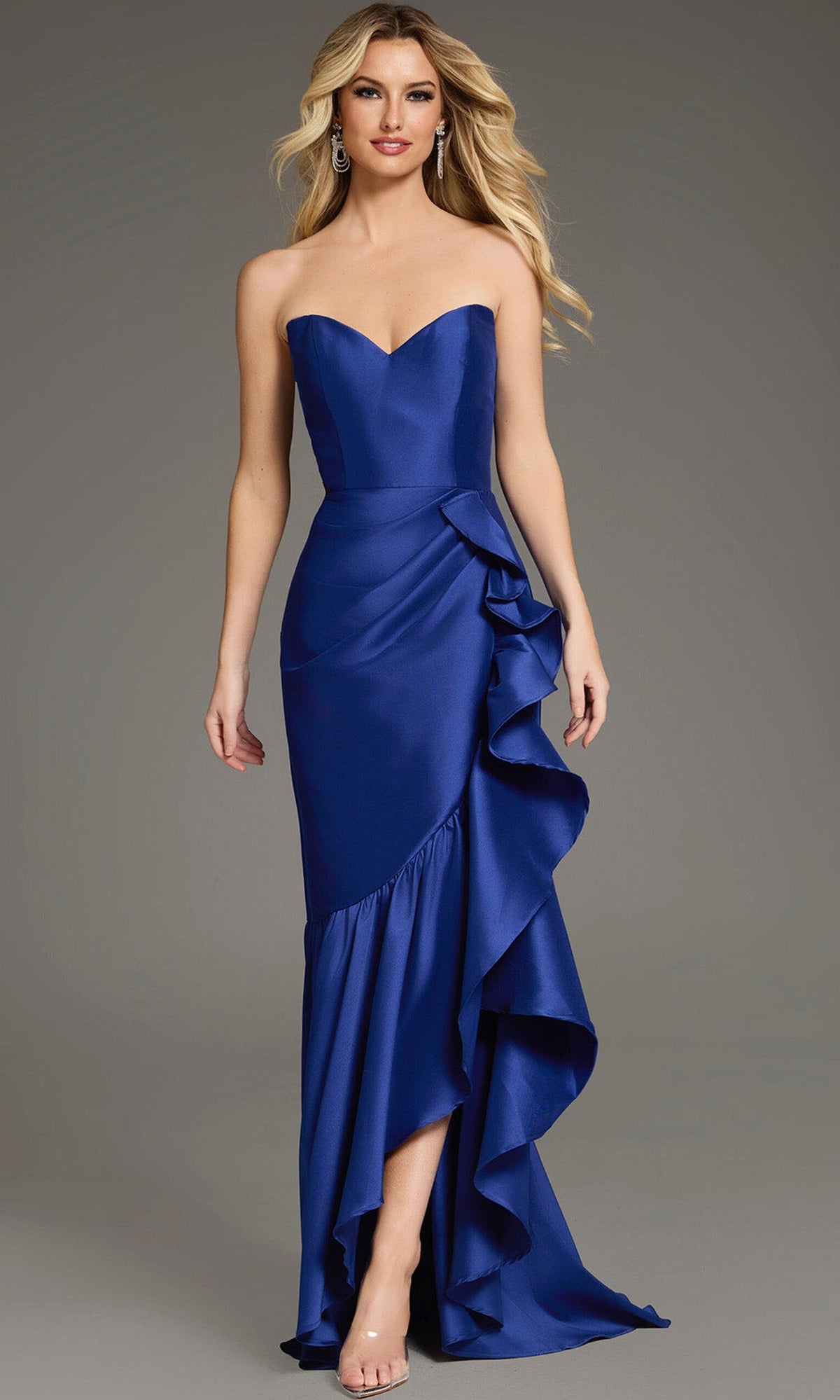 Jovani 39265 - Strapless Satin High Low Gown