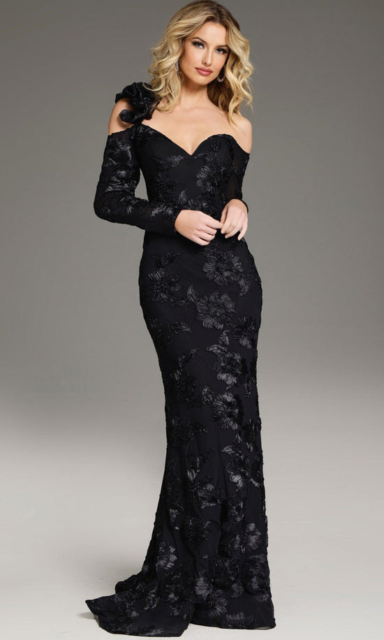 Jovani 39266 - Long Sleeve Floral Lace Evening Gown